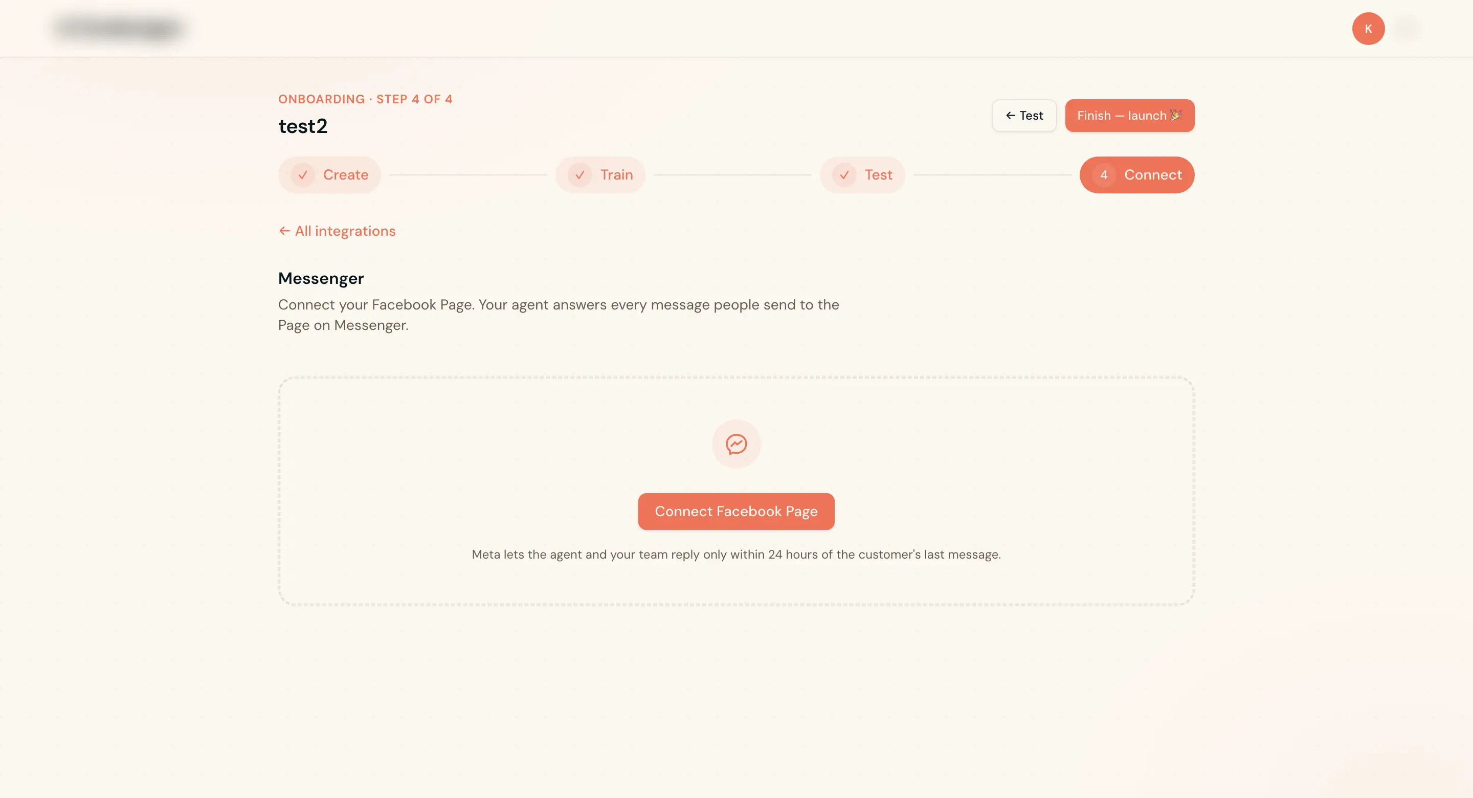 Messenger connection screen
