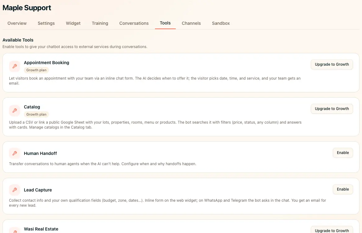 Available tools