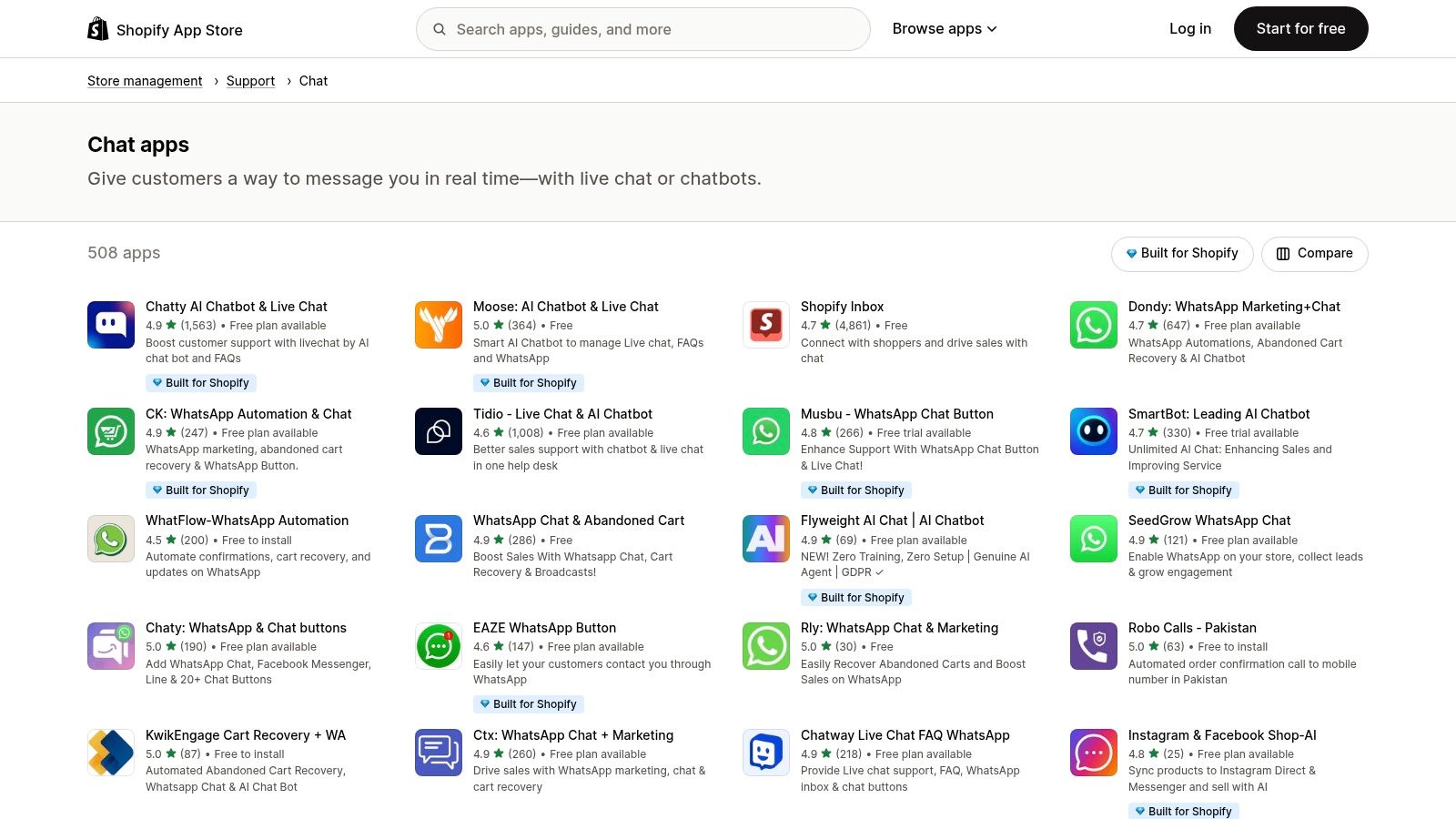 Shopify App Store — Chat