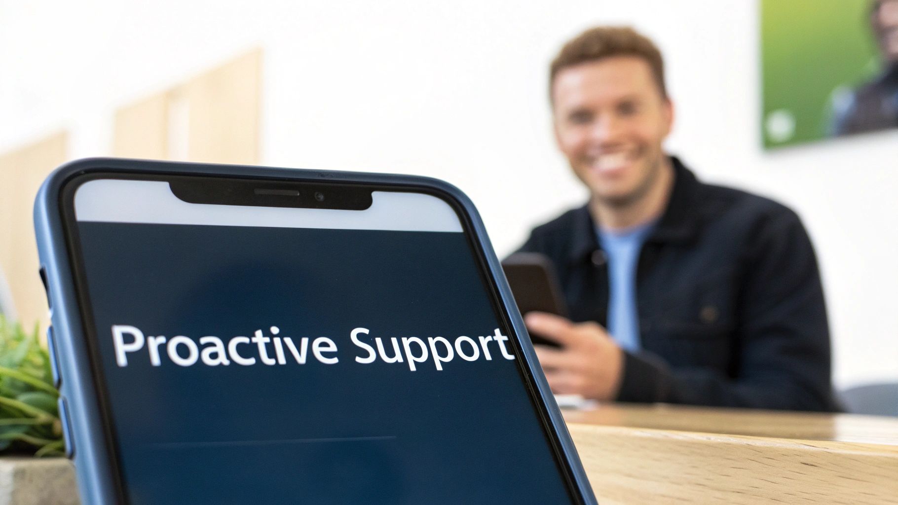 A support team member proactively assisting a customer on alaptop, showing a seamless experience